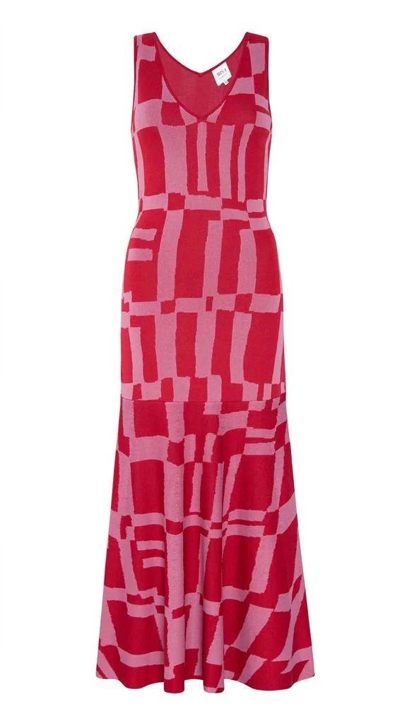 MISA Brenna Knit Midi Dress In Red/pink 4