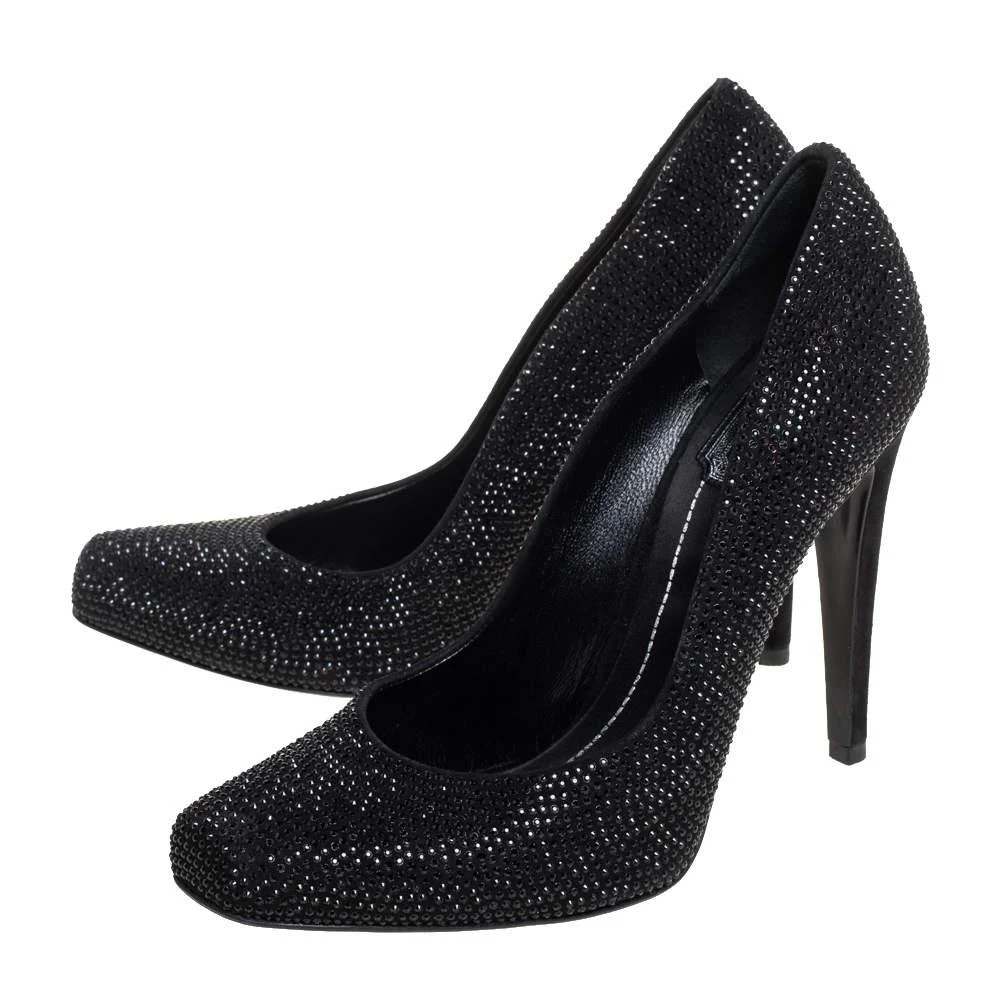 Dior Dior Black Crystal Embellished Suede Square Toe Pumps Size 40 4