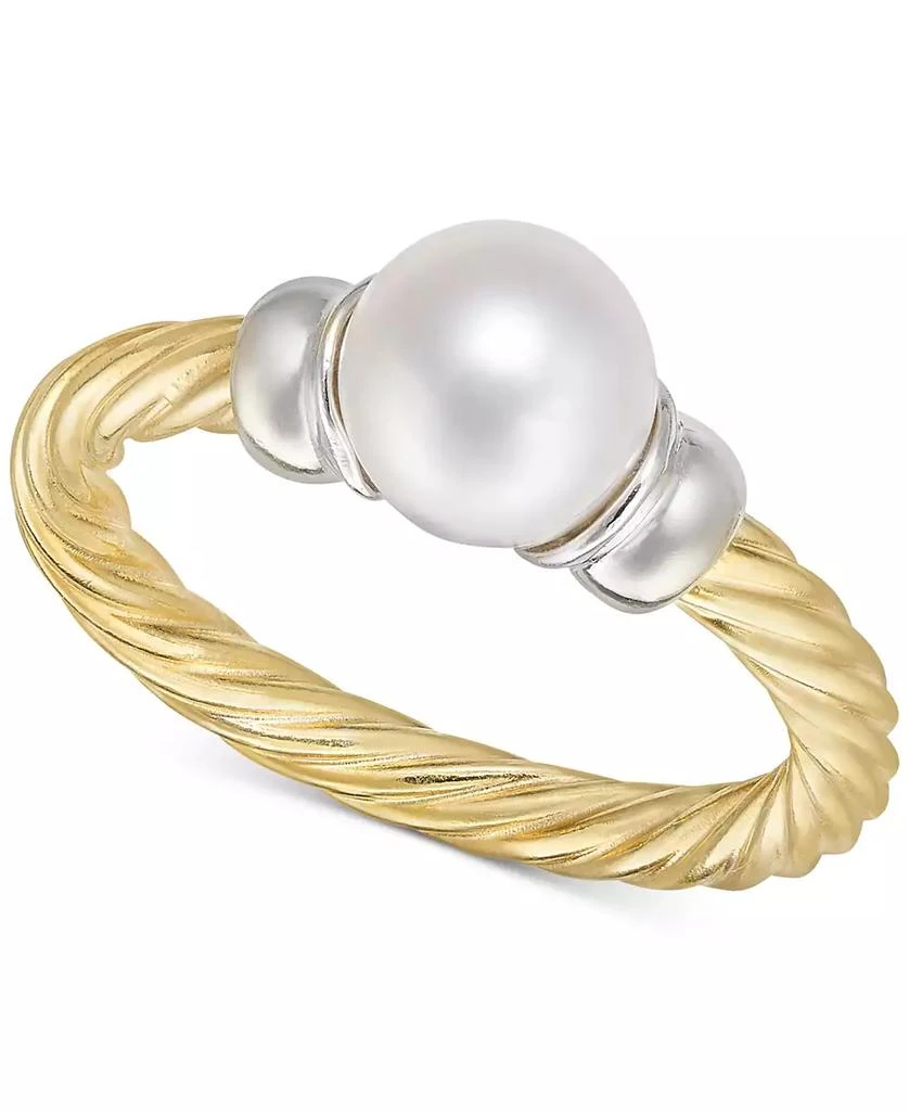 Macy's Cultured Freshwater Pearl (7mm) Ring in 14k Two-Tone Gold-Plated Sterling Silver 1