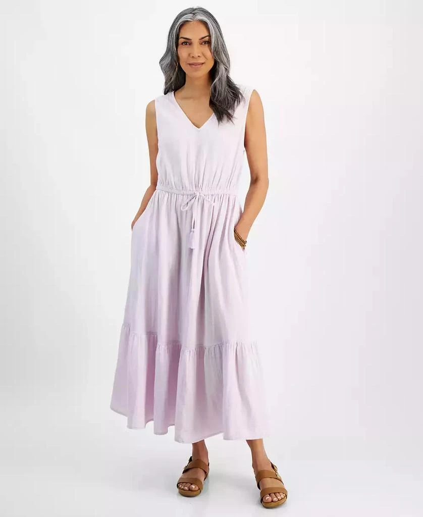 Style & Co Women's Cotton Gauze V-Neck Midi Dress, Created for Macy's 1