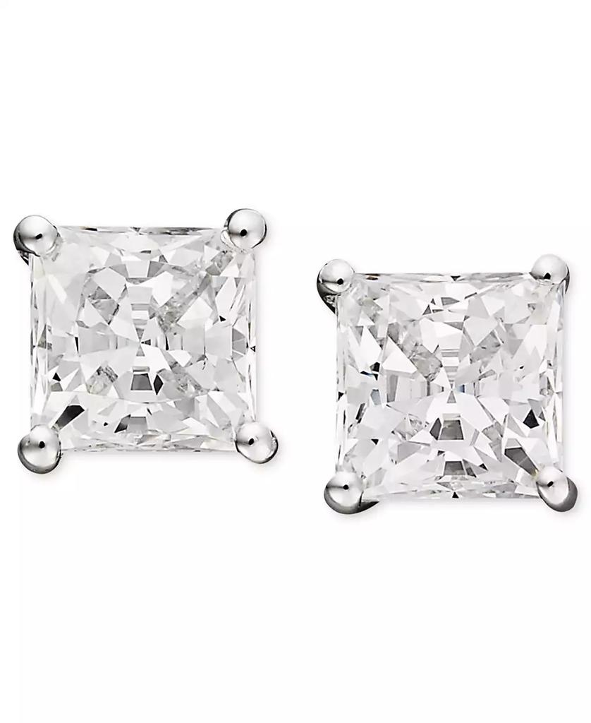Arabella 14k White Gold Earrings, Cubic Zirconia Princess Cut Stud Earrings (2-3/4 ct. t.w.)