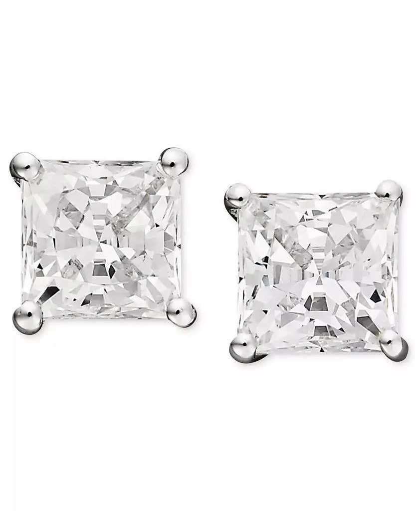 Arabella 14k White Gold Earrings, Cubic Zirconia Princess Cut Stud Earrings (2-3/4 ct. t.w.) 1