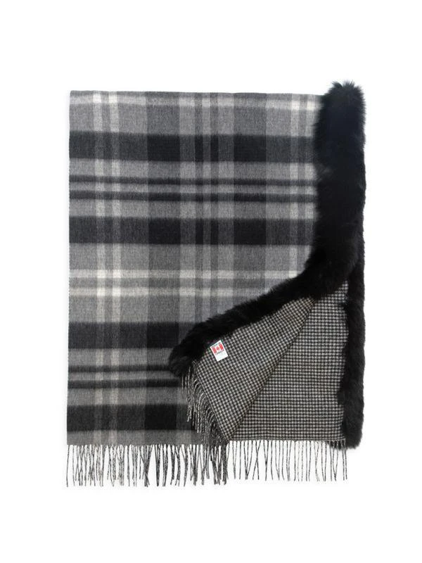 WOLFIE FURS Made For Generations™ Shearling Trim Cashmere & Wool Shawl 2