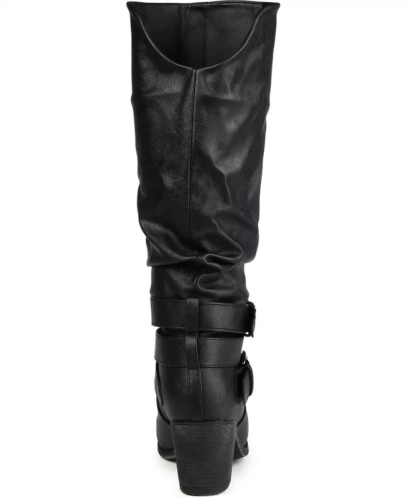 Journee Collection Women's Late Rouched Buckle Mid Shaft Block Heel Boots 3