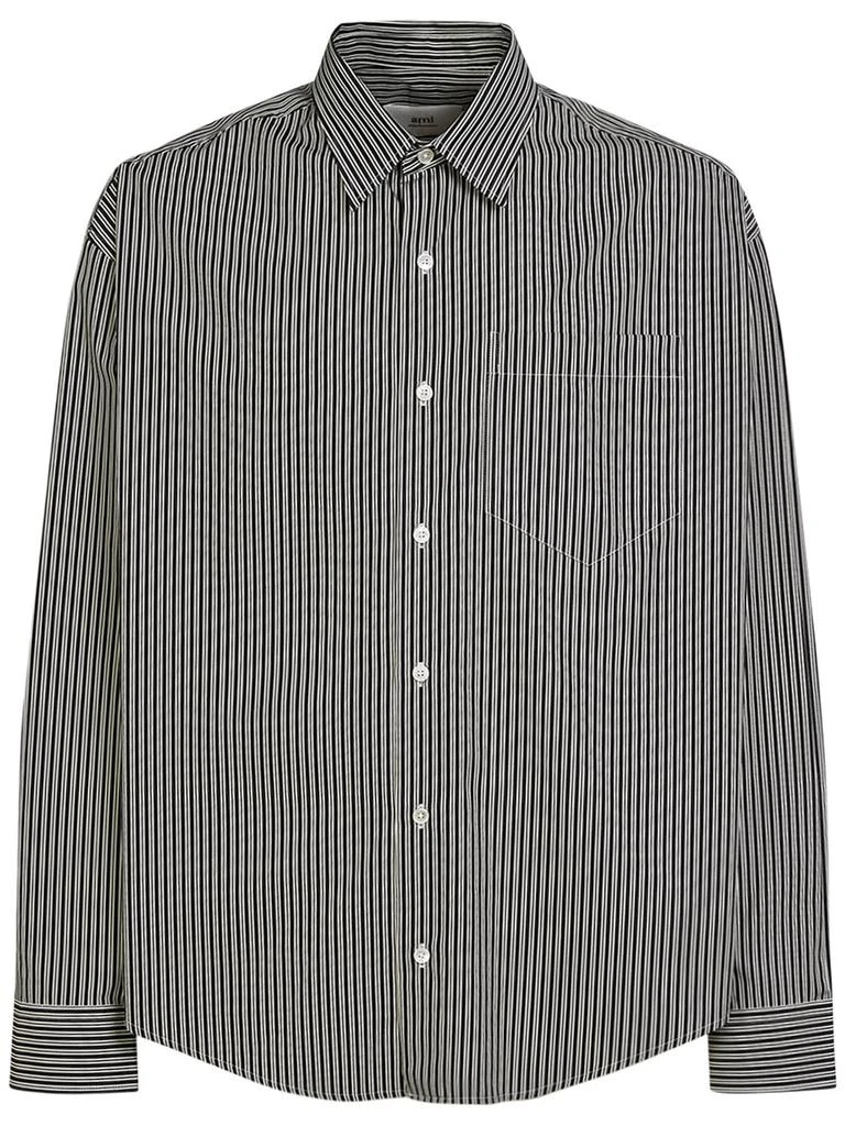 slim fit dress slacks The Shirt by Rochelle Behrens Women's The Long Sleeve Boxy Crop Shirt - Black main image 1