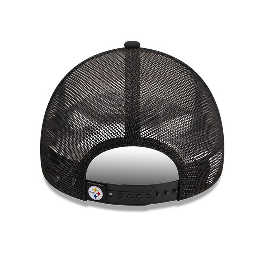 New Era Men's White/Black Pittsburgh Steelers Stacked A-Frame Trucker 9FORTY Adjustable Hat