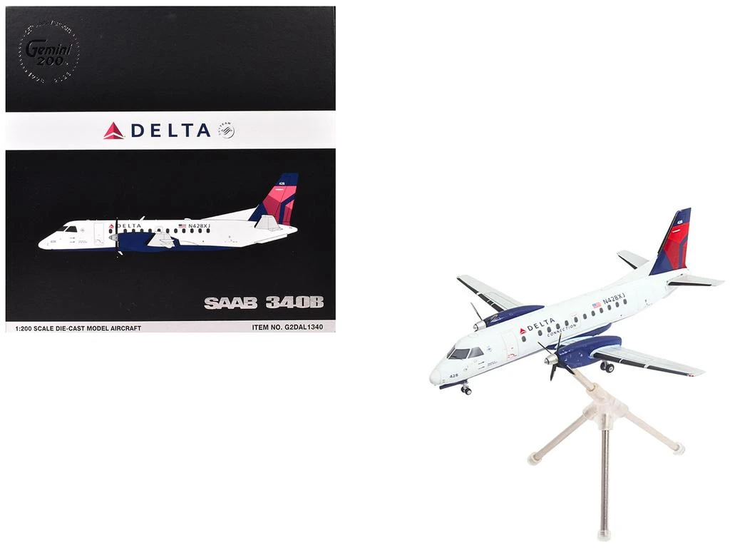 GeminiJets Saab 340B Delta Connection Mesaba Airlines N428XJ White Red Blue Tail  1/200 Diecast Model Airplane