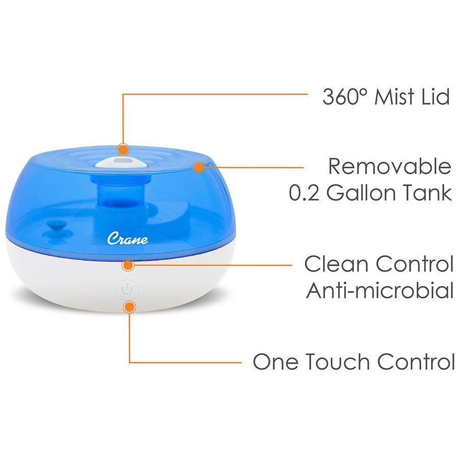 Crane USA Personal Cool Mist Tabletop Humidifier 0.2 Gallons 6