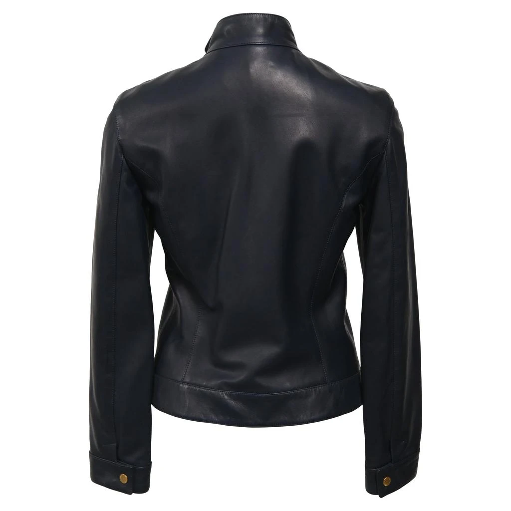 Michael Kors Zipped Jacket in Navy Blue Leather 3