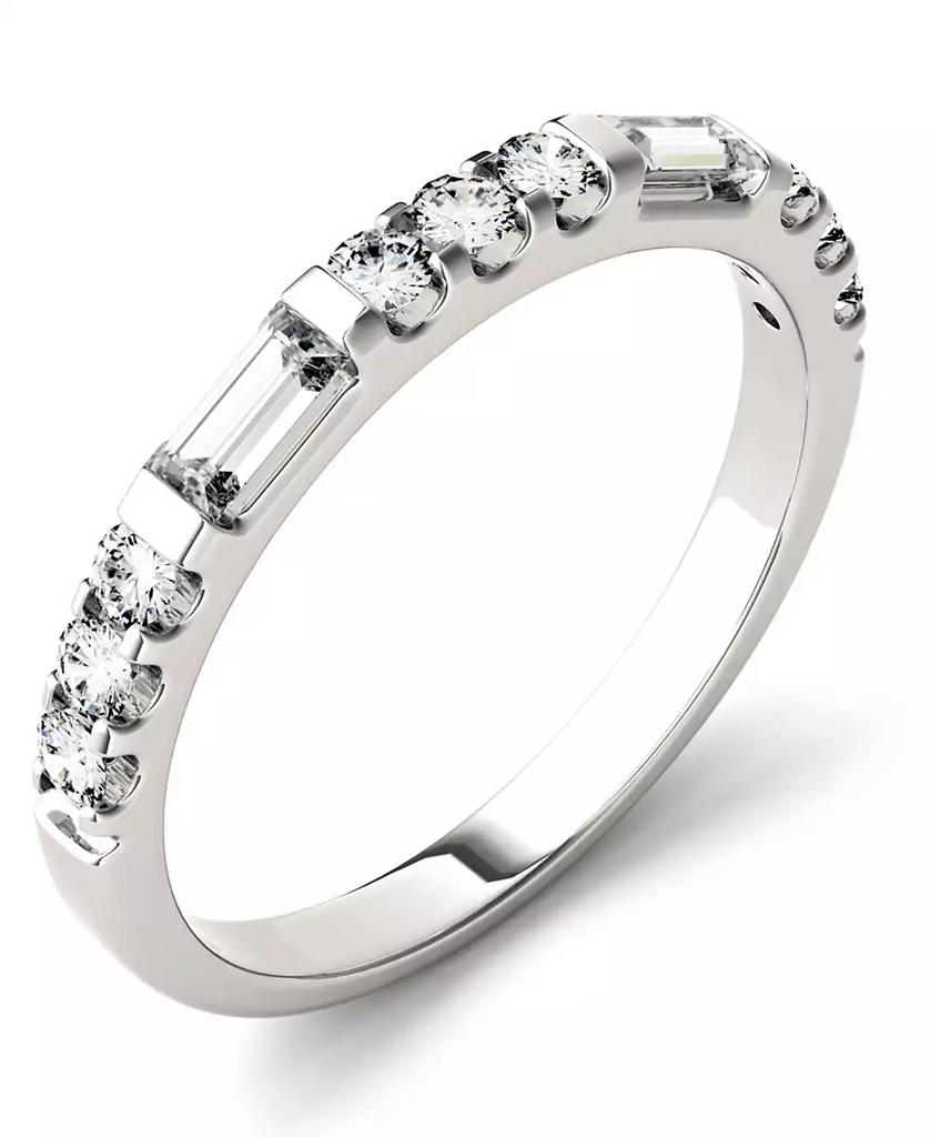 Charles & Colvard Moissanite Round and Baguette Stackable Ring (1/2 ct. tw. Diamond Equivalent) in 14k White Gold