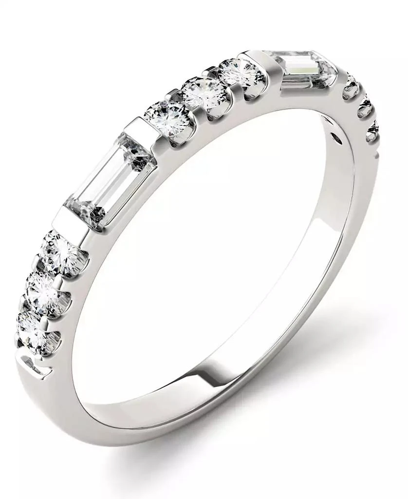 Charles & Colvard Moissanite Round and Baguette Stackable Ring (1/2 ct. tw. Diamond Equivalent) in 14k White Gold 1