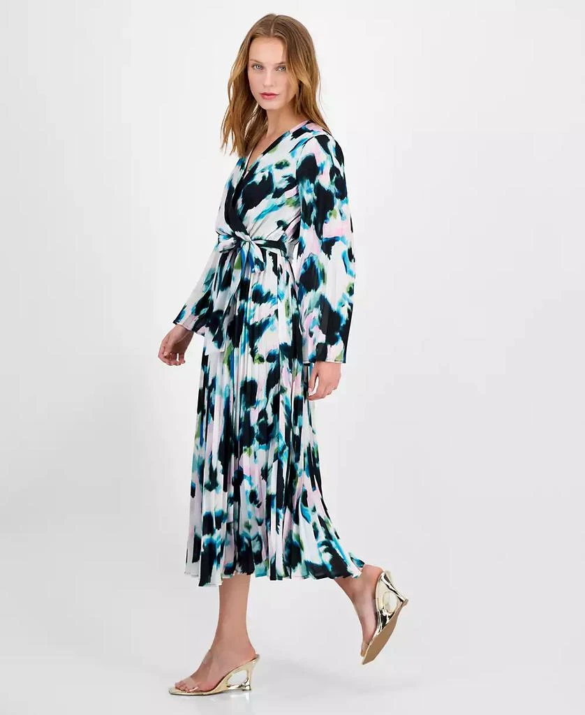 macy's pleated dress Small NWT Avec Les Filles by Macy's Gray Long Sleeve Pleated Midi Dress