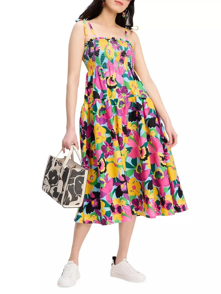 Kate Spade Orchid Bloom Smocked Midi-Dress 2