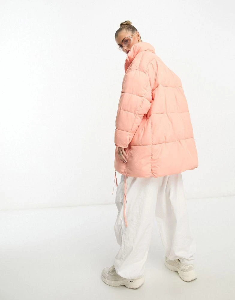 Don't Think Twice DTT Sarah longline puffer jacket in pink 3