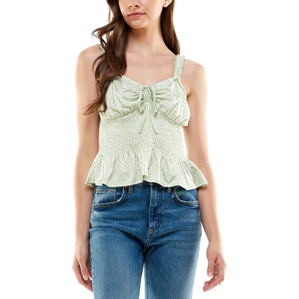 Derek Heart Womens Floral Cropped Peplum Top