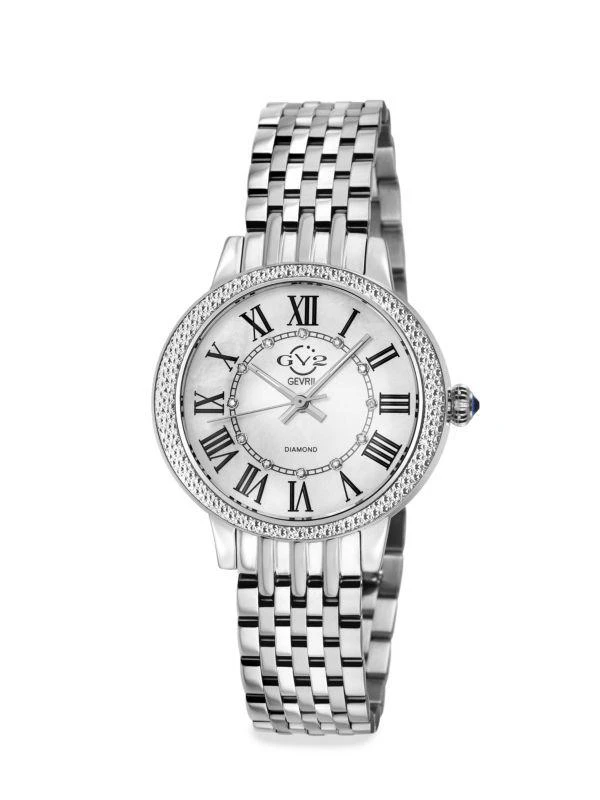 GV2 Astor III 34MM Stainless Steel & 0.06 TCW Diamond Bracelet Watch 1