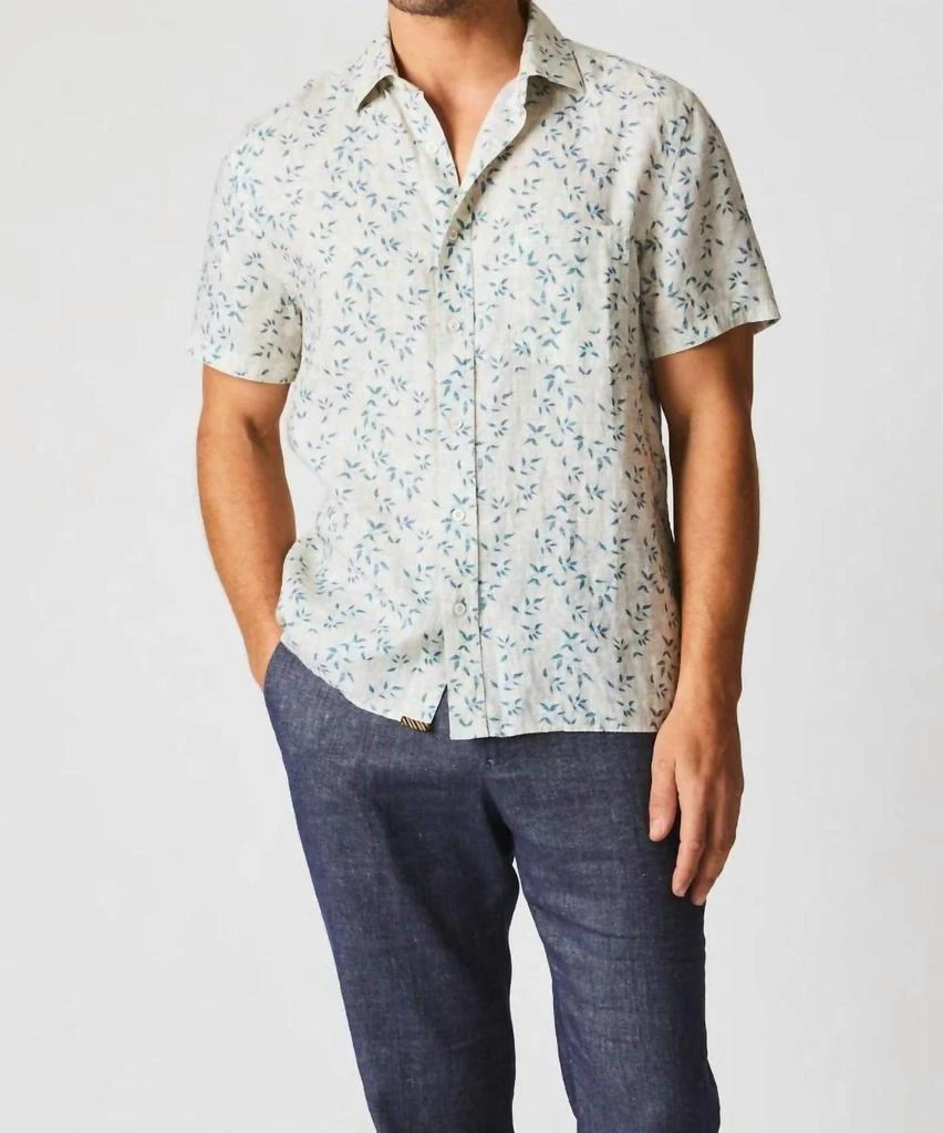 Billy Reid Short Sleeve Hatch Treme Block Shirt In Tropic Blue 1