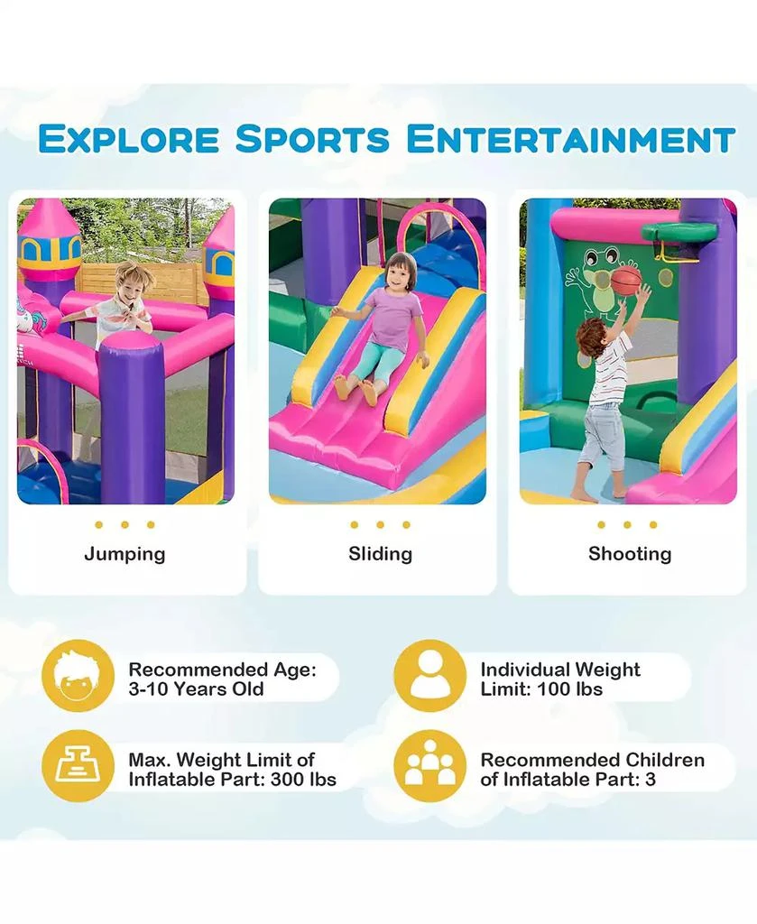 Costway 6-in-1 Kids Inflatable Bounce House with Slide Jumping Area Ball Pit Pools Castle without Blower 5