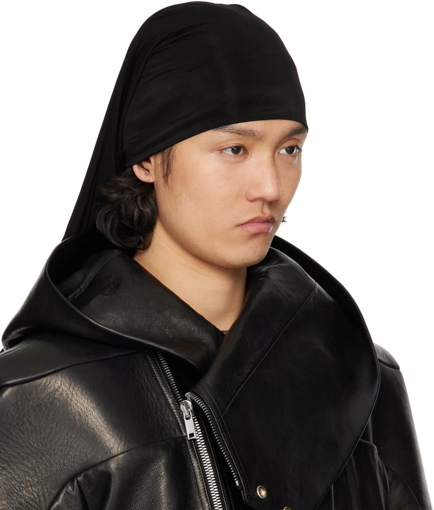 Rick Owens Black Hollywood Stretch Cupro Jersey Wig Hat 2