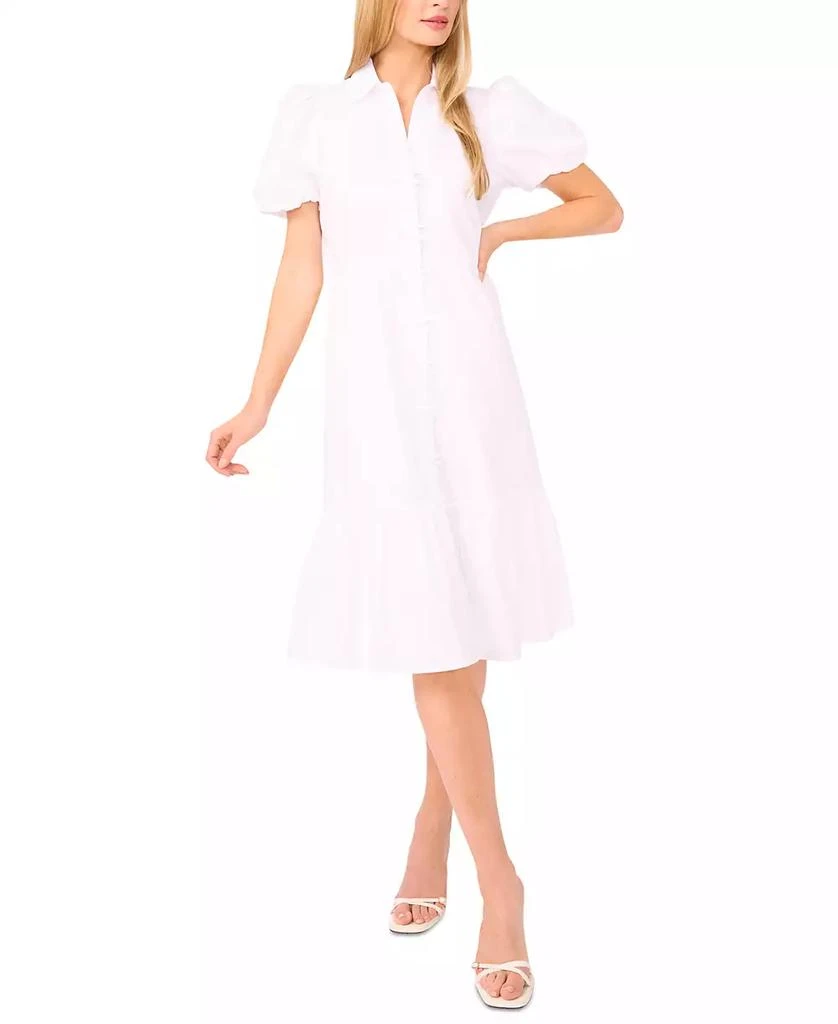 knee length dresses for ladies Gigi Square Neck Panelled Midi Dress | Ivory | Dresses main image 0