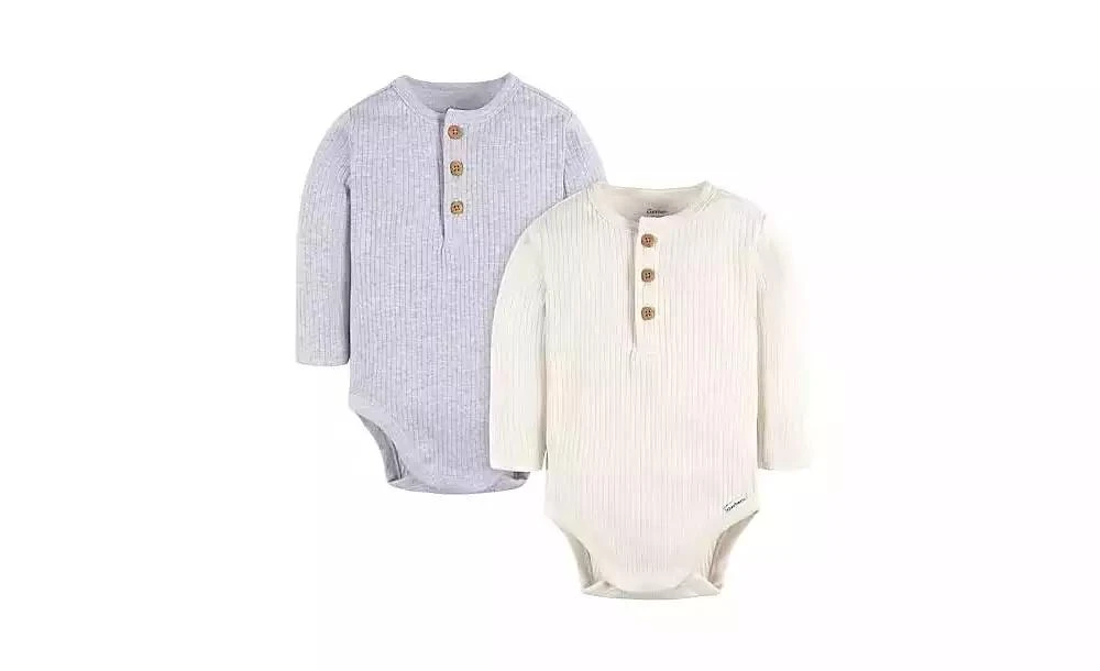 Gerber Baby Boys Long Sleeve Henley Style Onesies Bodysuits, 2-pack 5