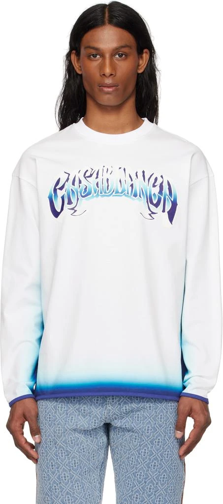 Casablanca White & Blue Fade Long Sleeve T-shirt 1