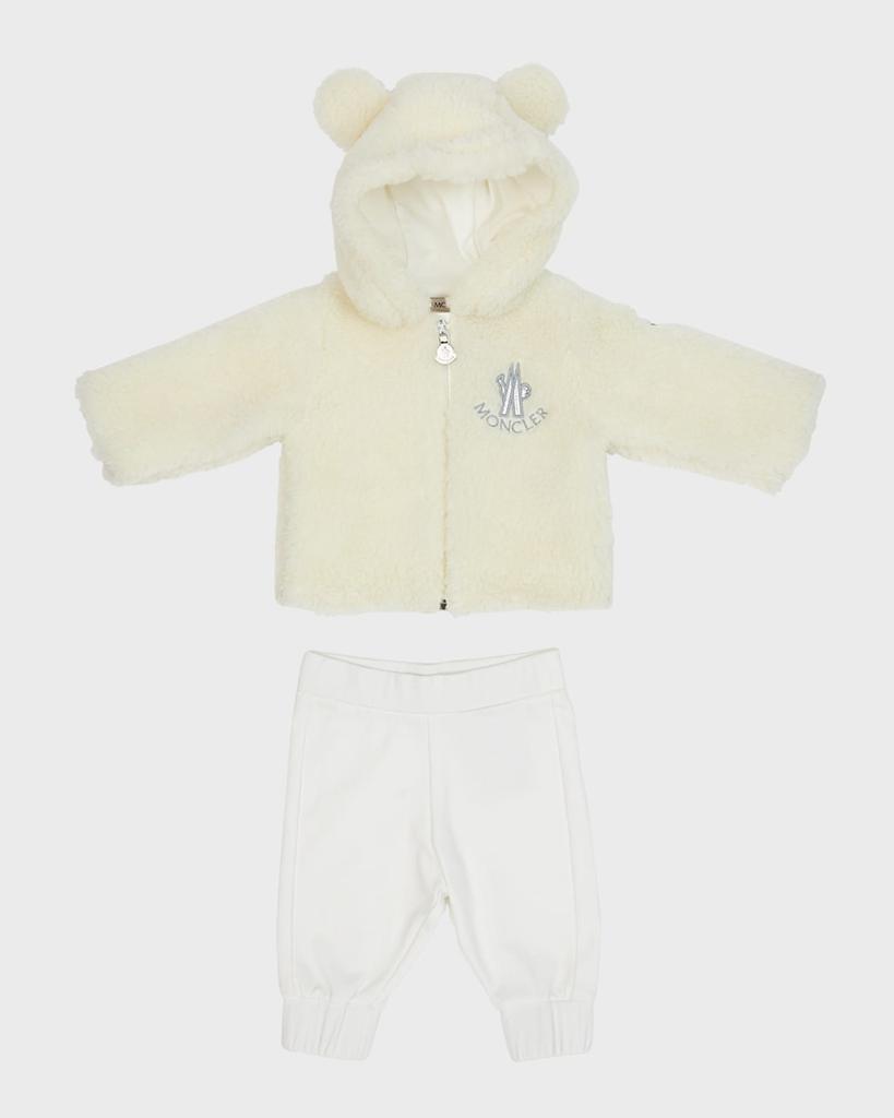 Moncler Kid's Faux Fur Hoodie & Joggers Set, Size 6M-3