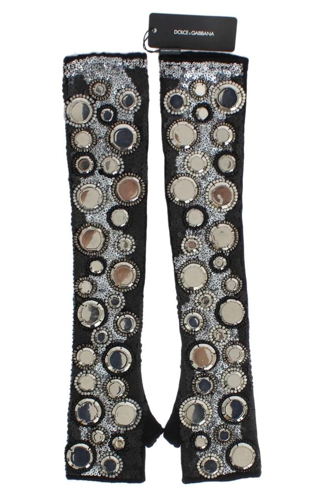 Dolce & Gabbana Sequin-Embellished Cashmere Fingerless Women's Gloves 1