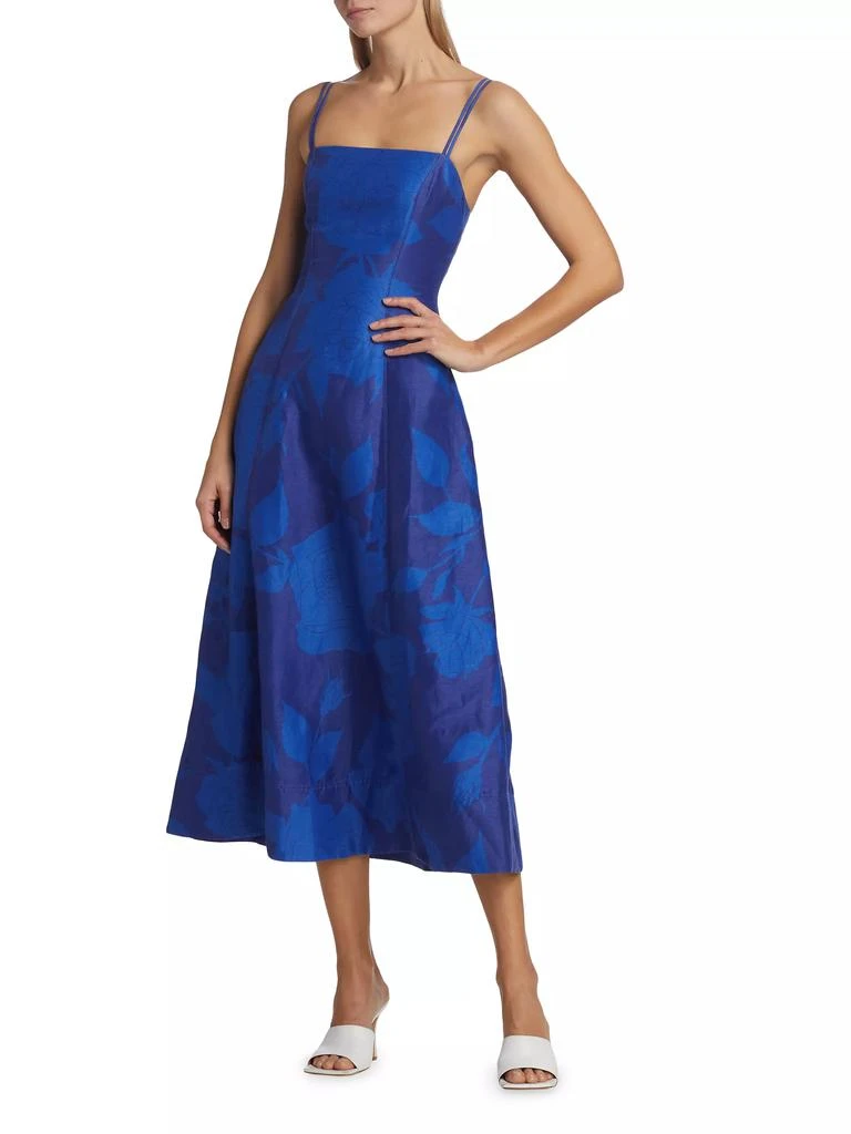 Aje Belonging Floral Linen-Blend Midi-Dress 2