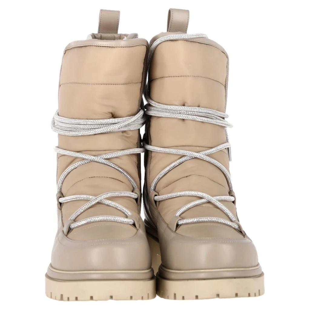 Roger Vivier Embellished Shell Ankle Boots in Beige Leather 3