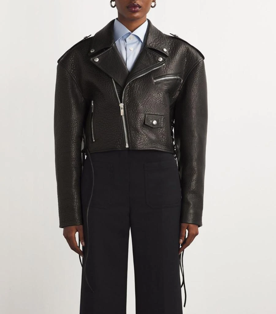 Magda Butrym Leather Embossed Cropped Jacket Jackets Compare