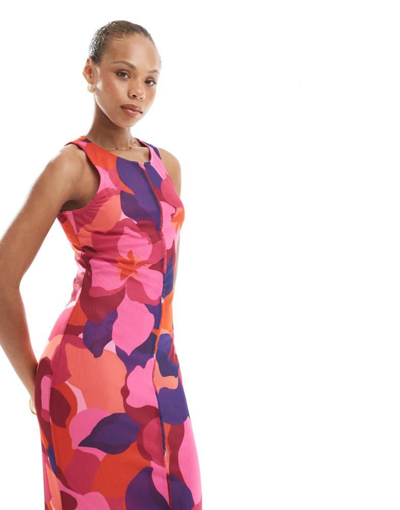 VERO MODA Vero Moda sleeveless seam front mesh dress in bold abstract painted print