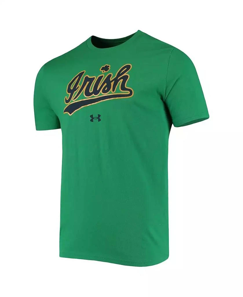 Under Armour Men's Kelly Green Notre Dame Fighting Irish Wordmark Logo Performance Cotton T-shirt 3