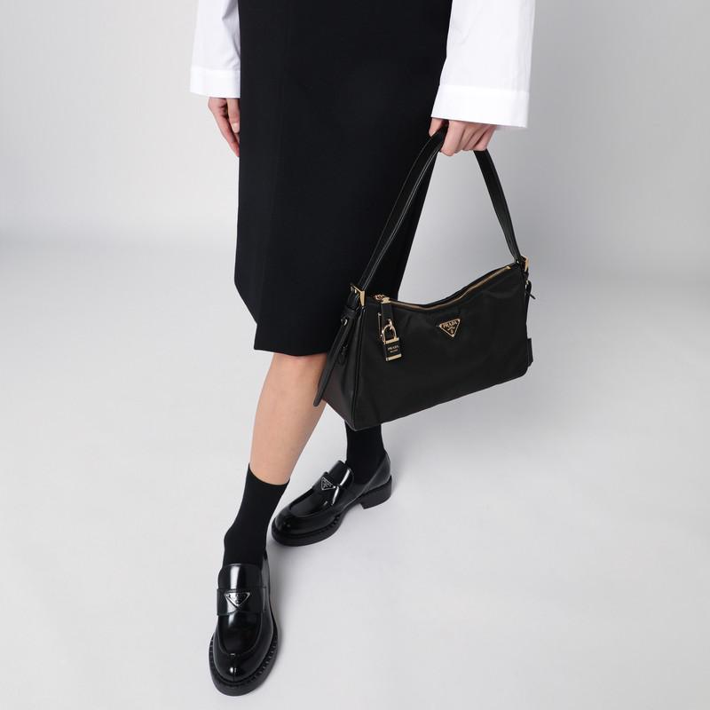 Prada Black Aimée large Re-Nylon and leather shoulder bag
