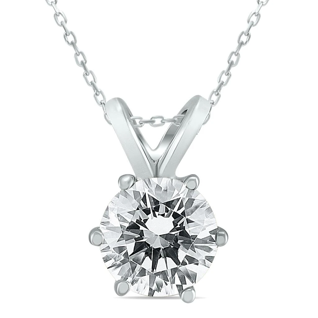 SSELECTS Ags Certified 1 Carat 6 Prong Diamond Solitaire Pendant In 14K White Gold 1