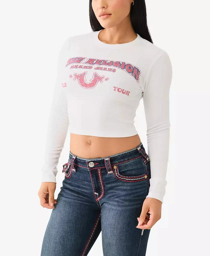 True Religion Women's Western Logo Rib Baby Tee 5