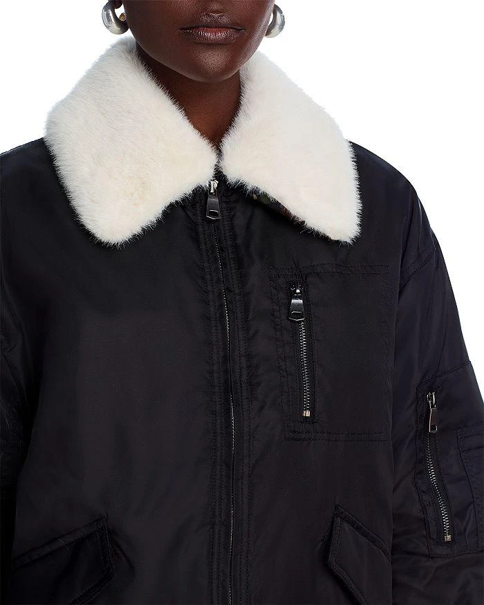 AQUA Faux Fur Collar Bomber Jacket - Exclusive 2