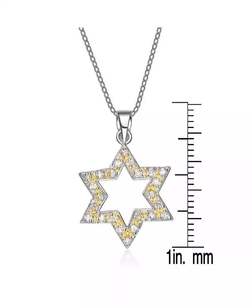 Genevive Sterling Silver White Gold Plated Yellow Cubic Zirconia Open Star Necklace 3