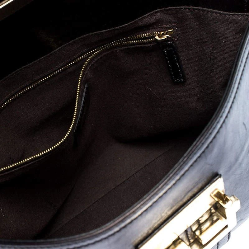 Fendi Fendi Black Leather Maxi Baguette Flap Shoulder Bag 7