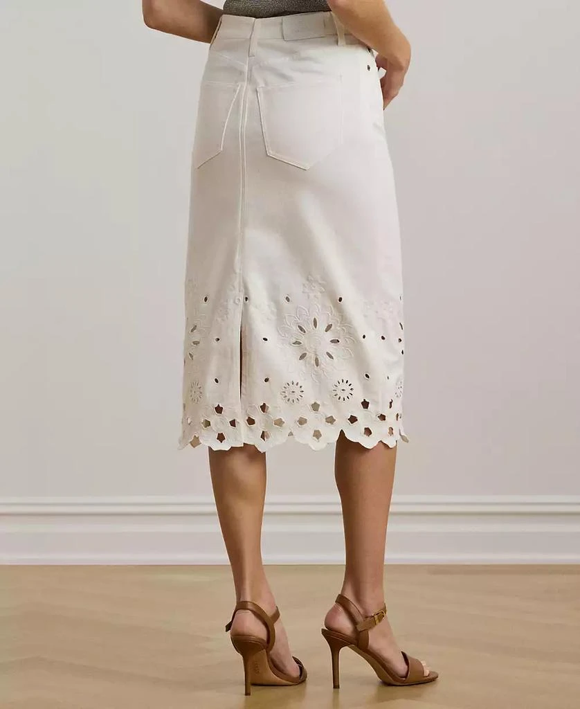 Ralph Lauren Women's Eyelet Denim Midi Skirt 3