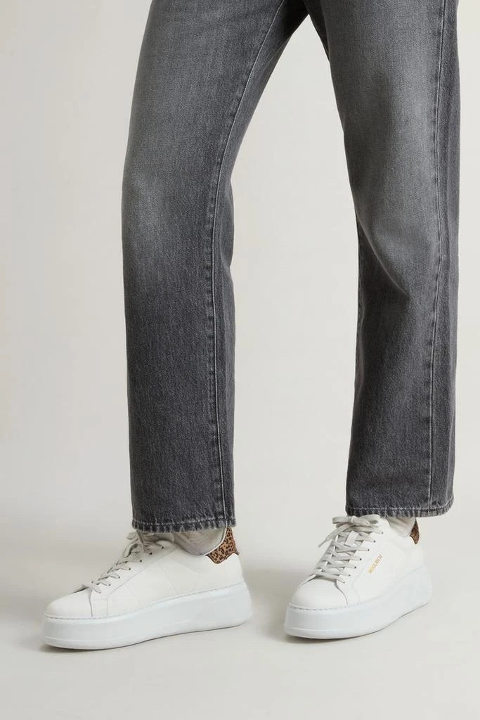 Woolrich Chunky Court Sneakers in Leather - Women - White 6