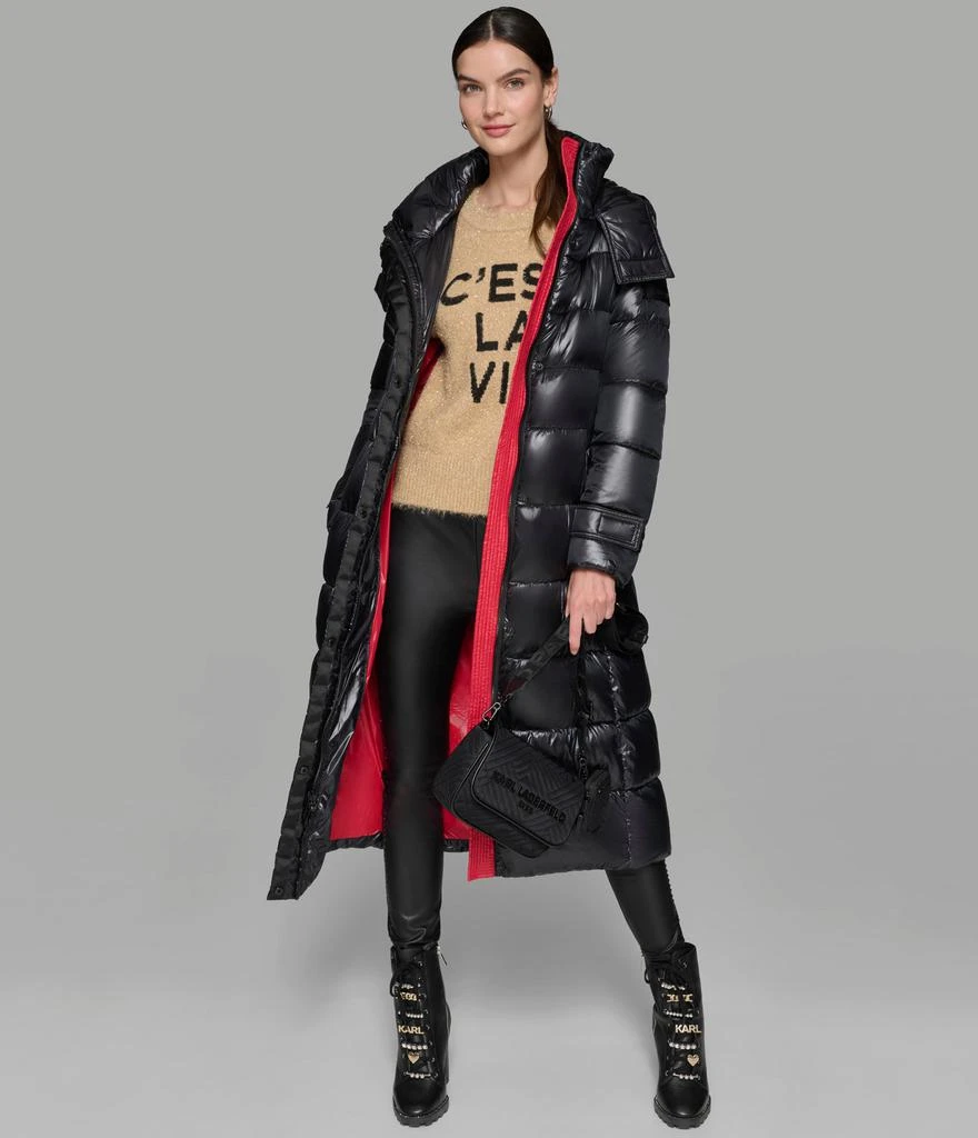 Karl Lagerfeld Paris CONTRAST MAXI BELTED LONG PUFFER 7