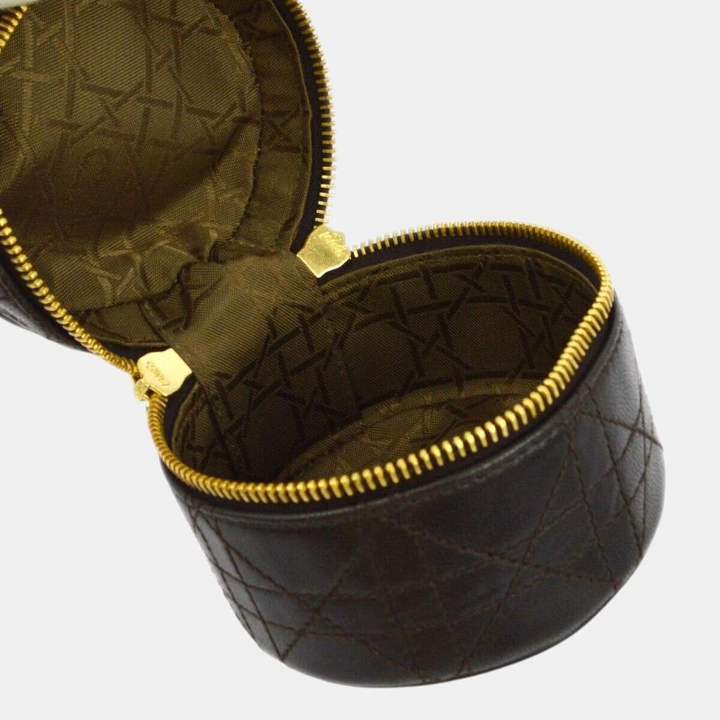 Dior Christian Dior Brown Calfskin Cannage Cosmetic Pouch Bag 6