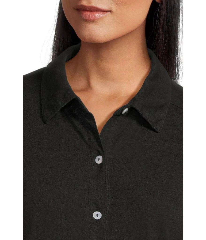 Elliott Lauren Enzyme Wash Jersey - Short Sleeve Button Front Tee with Collar 4