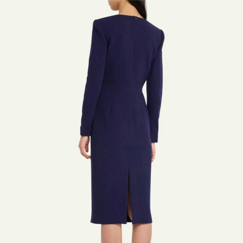 ROLAND MOURET Origami Neck Crepe Midi Dress 2