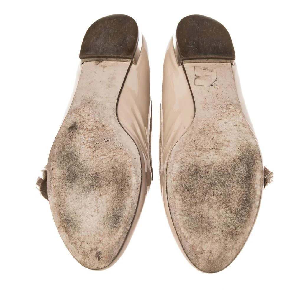 Miu Miu Miu Miu Nude Patent Leather Crystals Bow Ballet Flats Size 37 6
