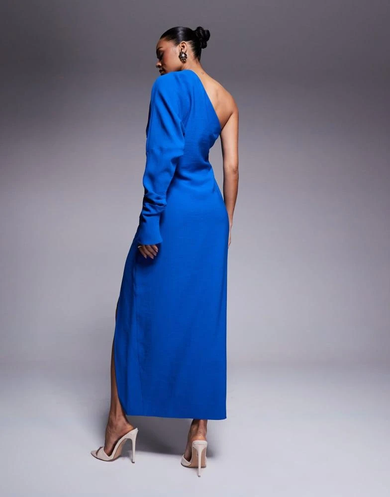 ASOS ASOS DESIGN one shoulder drape midaxi dress in bright blue 3