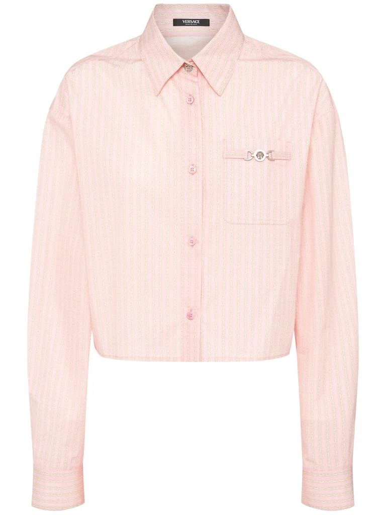Versace Pinstripe Cotton Poplin Crop Shirt 1