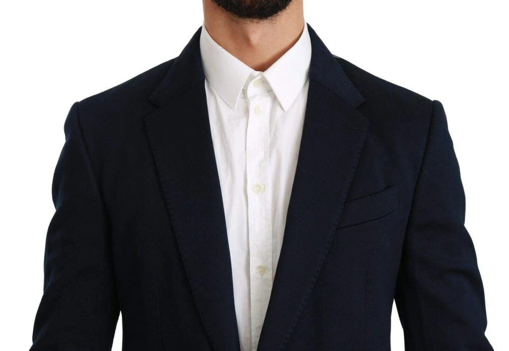 Dolce & Gabbana Dolce & Gabbana Blue Solid Cotton Silk Stretch Jacket Blazer 4