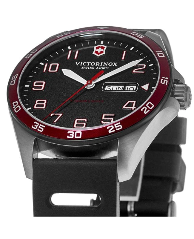 Swiss Army Victorinox Swiss Army Fieldforce Sport Limited Edition Black Dial Red Bezel Titanium Rubber Strap Men's Watch 249168 2